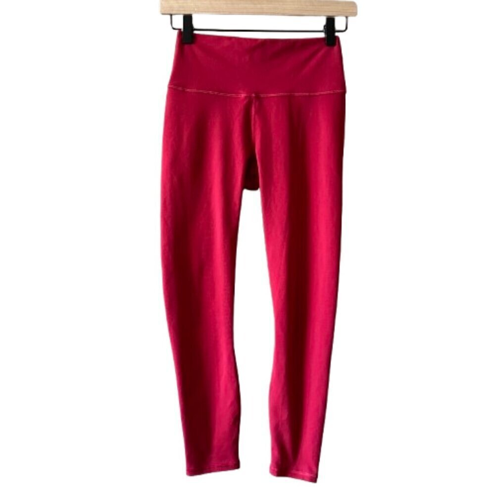 Women's S/M? Fabletics Powerhold Red Athletic Leggings Fitted Yoga Athletic